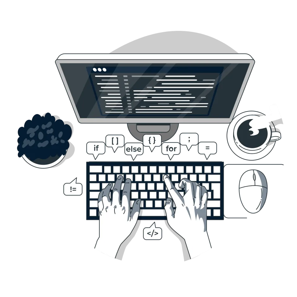 رسم توضيحي لفريق Heaven of Web أثناء العمل